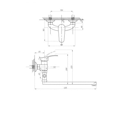 Смеситель для ванны с душем FAUZT FZs-814-124 тип См-ВУОРНШлА