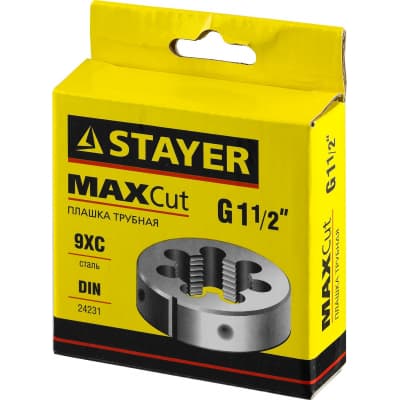 Плашка круглая ручная STAYER сталь 9ХС, для трубной резьбы G 1 1/2 MaxCut 28029-3/2