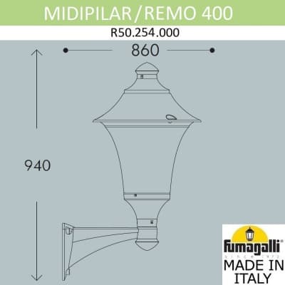 Светильник уличный настенный FUMAGALLI MIDIPILAR/REMO R50.254.000.AXH27