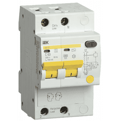 Автоматический выключатель дифференциального тока IEKАД12S 2Р 63А 300мА MAD13-2-063-C-300