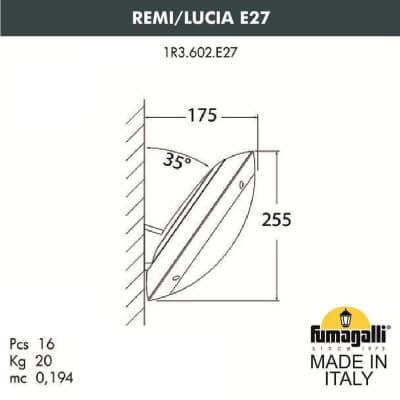 Уличное бра FUMAGALLI REMI/LUCIA 1R3.602.000.LYE27