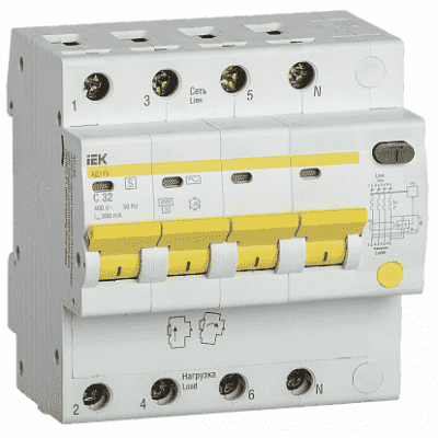 Дифференциальный автоматический выключатель IEK АД14S 4Р 40А 100мА MAD13-4-040-C-100