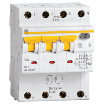 Дифференциальный автоматический выключатель IEK АВДТ 34 C10 30мА MAD22-6-010-C-30