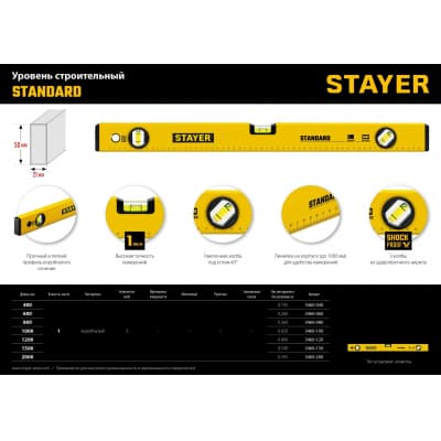 STAYER STANDARD 800 мм уровень строительный 3460-080_z04