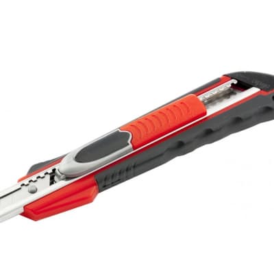 Нож, 9 мм, выдвижное лезвие Quick blade металлическая направляющая, двойная фиксация, эргономичная двухкомпонентная рукоятка Matrix 78934