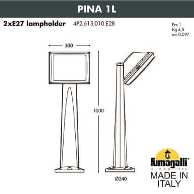 Садовый светильник-столбик FUMAGALLI PINA 1L 4P2.613.010.WYF1R