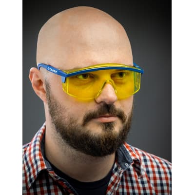 Защитные жёлтые очки ЗУБР ПРОТОН линза увеличенного размера, открытого типа 110482