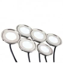 Набор из 6 встраиваемых светильников Arlight KT-R-6x0.5W LED Warm White 12V IP67 3000K 018233