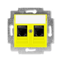Розетка компьютерная 2хRJ45 кат6 ABB EPJ Levit жёлтый / дымчатый чёрный 2CHH296118A6064