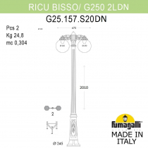 Садово-парковый фонарь FUMAGALLI RICU BISSO/G250 2L DN G25.157.S20.BYF1RDN