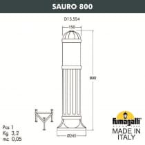 Садовый светильник-столбик FUMAGALLI SAURO 800 D15.554.000.VXF1R.FRA