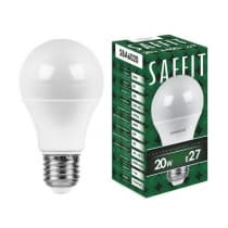 Лампа светодиодная SAFFIT SBA6020, A60 (шар), 20W 230V E27 6400К 55015