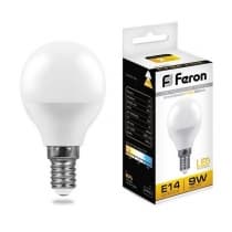 Лампа светодиодная FERON LB-550, G45 (шар малый), 9W 230V E14 2700К 25801