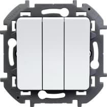 Выключатель трехклавишный Legrand Inspiria для скрытого монтажа, цвет "Белый", увеличенный номинальный ток 20 А, напряжение ~250В. 673640