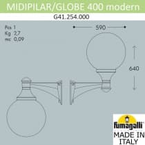 Светильник уличный настенный FUMAGALLI MIDIPILAR/GLOBE 400 modern G41.254.000.LYE27