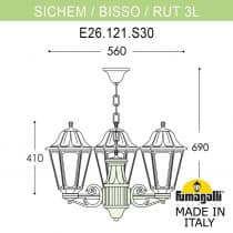 Подвесной уличный светильник FUMAGALLI SICHEM/RUT 3L (люстра) E26.120.S30.AXF1R