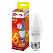 Лампа светодиодная LED-СВЕЧА-VC 6Вт 230В Е27 3000К 480Лм IN HOME 4690612020402